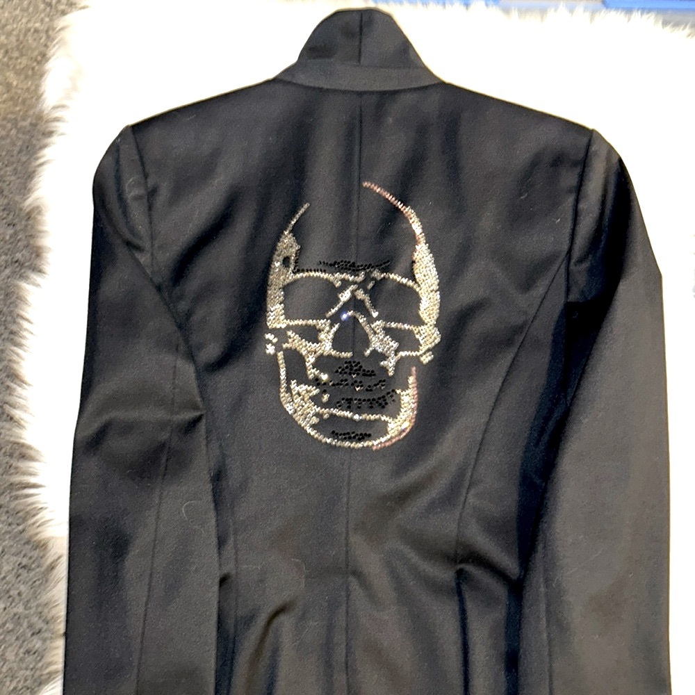 🔥NWOT🔥GLAMOUR🔥CAMPAIGN🔥by Fred Naggar Black Blazer/Swarovski Crystal Skull - Picture 3 of 14